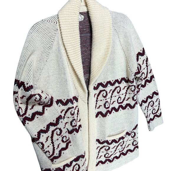 JCPENNEY Womens 70s Chunky Knit Shawl Collar Cardigan Sweater Sz M Cabin Cozy - Picture 3 of 10